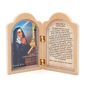 Díptico santa Rita, con la oración, capilla "Protégeme"