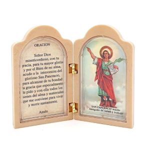 Díptico san Pancracio, con oración, capilla "Protégeme"