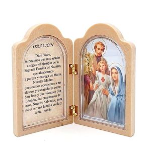 Díptico Sagrada Familia, con oración, capilla "Protégeme"