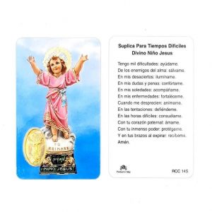 Estampa Diví Nen, medalla daurada, plastificada i amb pregària